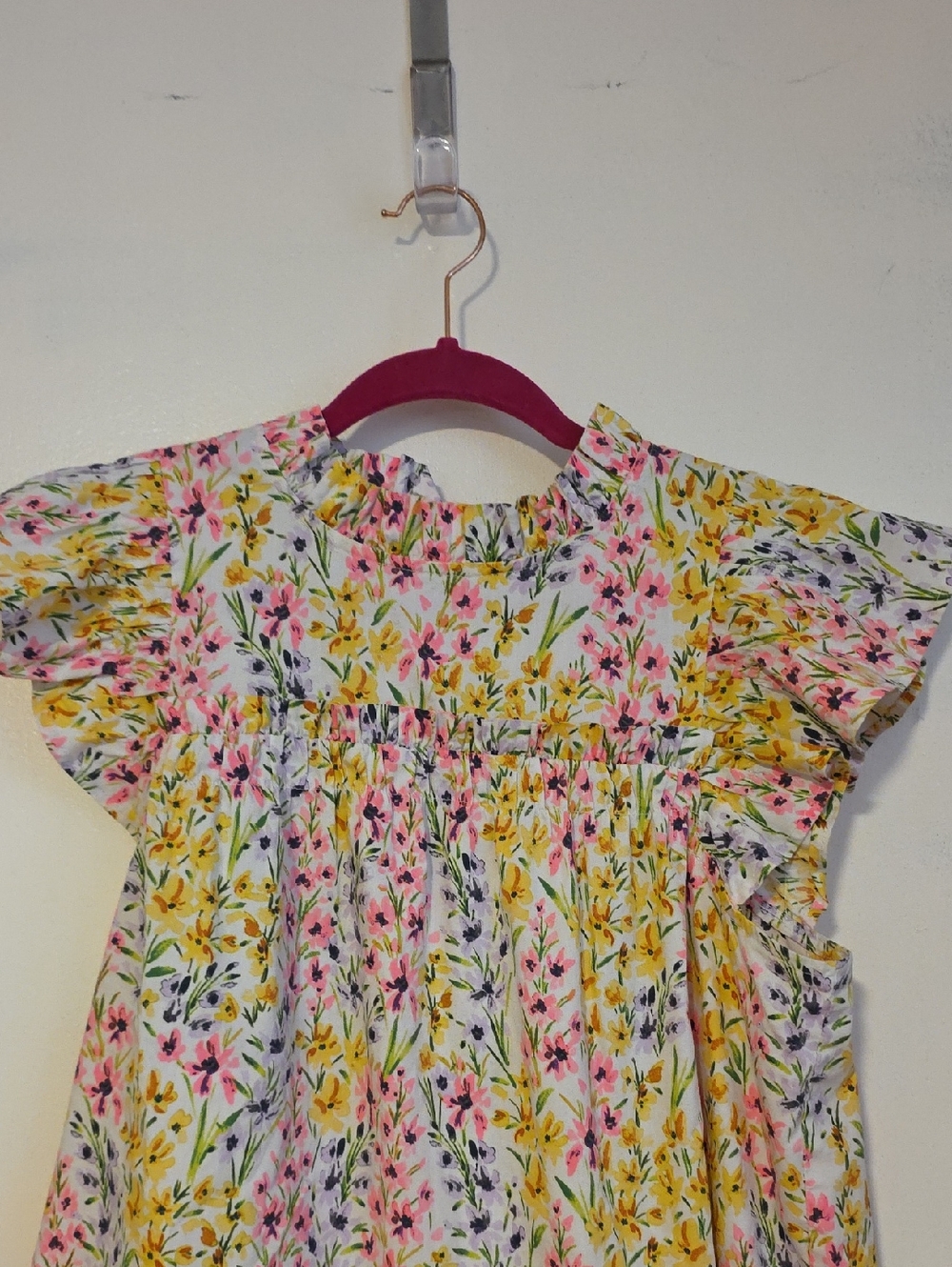 crown & ivy Pink, Yellow and Green Floral Ruffle Sleeve Blouse